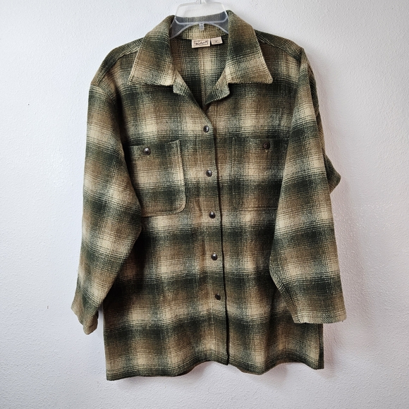 Woolrich Tops - Woolrich Wool Blend Women's Plaid Button Down Shirt Size Medium Oversized